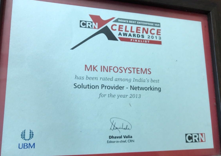 India’s best solution provider – Networking in CRN Excellence Awards 2013 